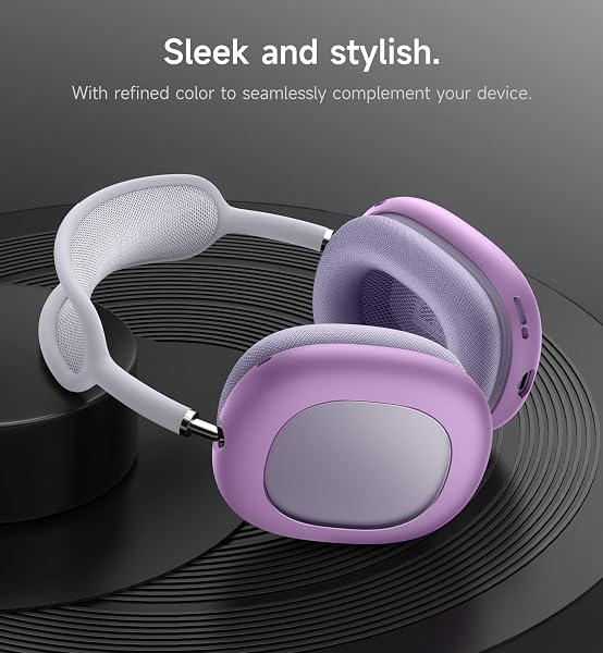 SURITCH FOR AIRPODS MAX CASE COVER, TPU ANTI-SCRATCH EAR CUPS COVER FOR AIRPODS MAX HEADPHONES, RUGGED SHOCKPROOF ACCESSORIES PROTECTIVE COVER FOR APPLE AIRPODS MAX – LIGHT PURPLE