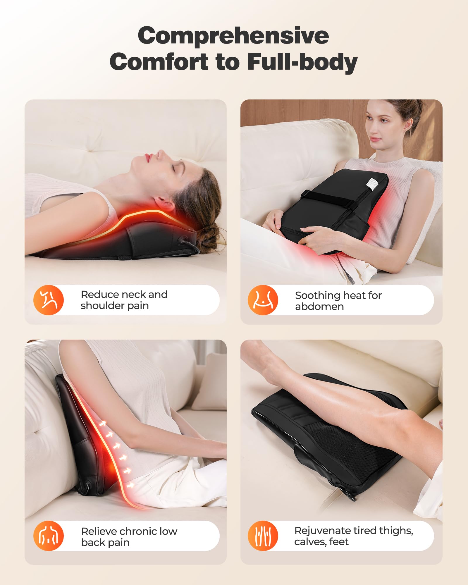 Shiatsu Neck Massager with Heat, 3D Kneading Back Massage Pillow for Pain Relief, Massagers for Neck and Back, Shoulder, Leg, Gifts for Men Women Mom Dad, Stress Relax at Home Office and Car