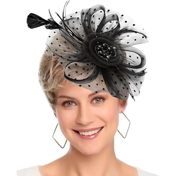 6576 Christmas Fascinators For Women Tea Party Veil Mesh Flower Headband QDC Fascinators for Women Tea Party Headband Hats Cocktail  main image 3