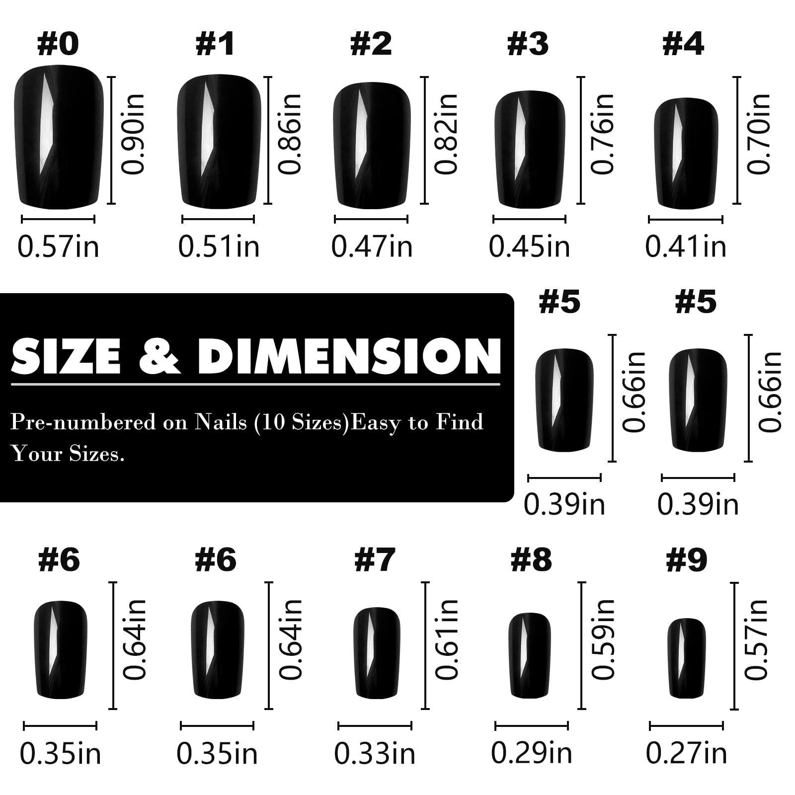 LoveOurHome 240pc Black Press on Nails Medium Square Fake Nails Press ons Square Nail Tips Gel False Nails Colored Presson Artificial Fingernails & Glue Adhesive Tabs Women Girls Manicure Decor - Image 3