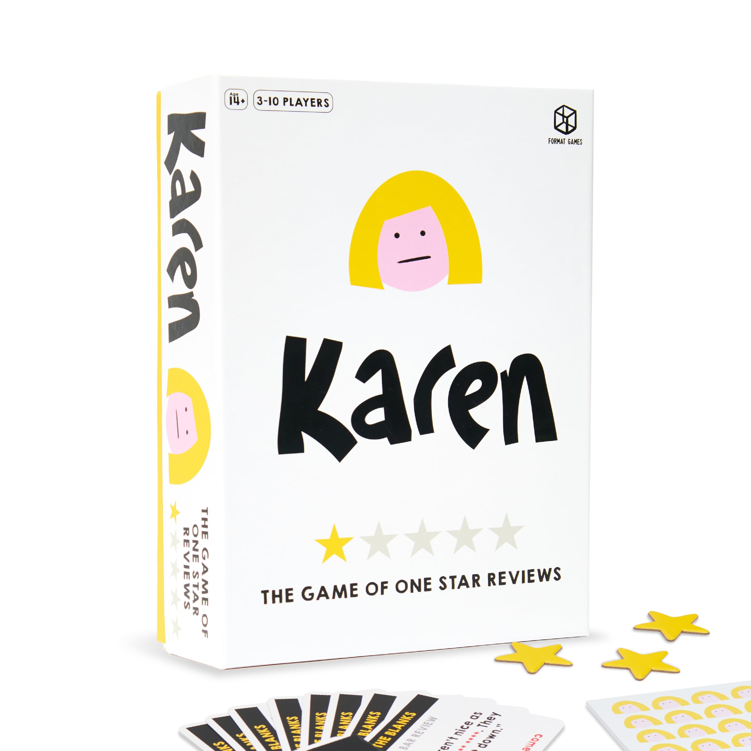 Format Games Karen Board Game – Funny Party Game for Adults and Teens Based on Real One-Star Reviews – Hilarious Gift, 3–10 Players, 14+, 30–45 Mins Play, Bluff & Guess Social Game