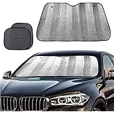 Big Ant Windshield Sun Shade + Bonus Car Window Shade, Car Sun Shade Keeps Vehicle Cool-UV Ray Protector Front Windshield Sunshade Fit for Most Cars SUV Trucks Minivans(55.1 x 27.5 inches)