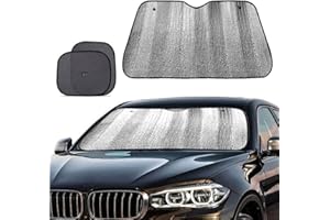 Big Ant Windshield Sun Shade + Bonus Car Window Shade, Car Sun Shade Keeps Vehicle Cool-UV Ray Protector Front Windshield Sunshade Fit for Most Cars SUV Trucks Minivans(55.1 x 27.5 inches)