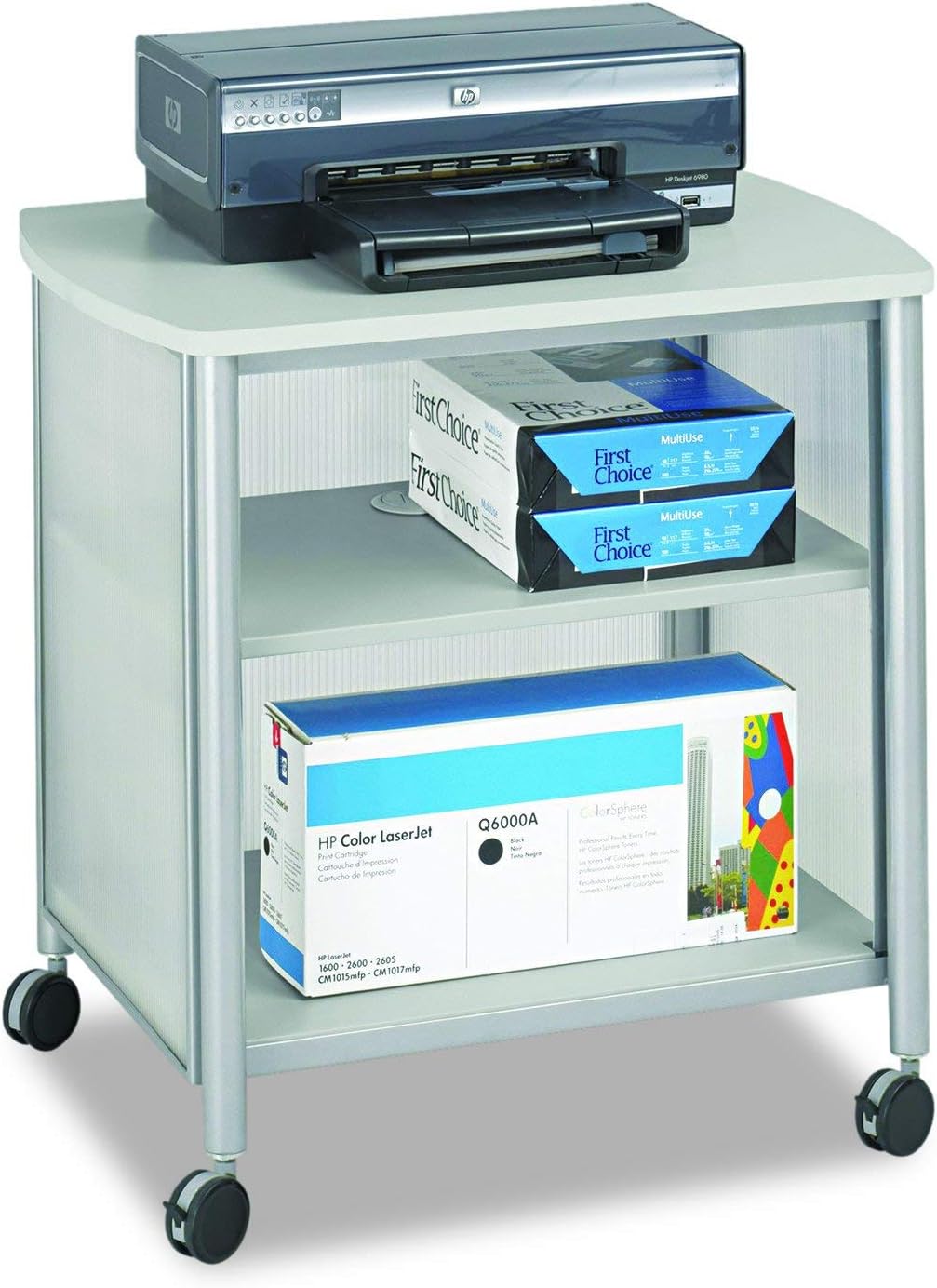 Safco Products Impromptu Mobile Print Stand 1857GR, Gray, 200 lbs. Capacity, Contemporary Design, Swivel Wheels : Printer Stands : Office Products