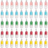 Framendino, 50 Pack Mini Capsule Charms Bulk Funny Lovely Smiling Face Empty Charm Pendants for DIY Jewelry Making Supplies