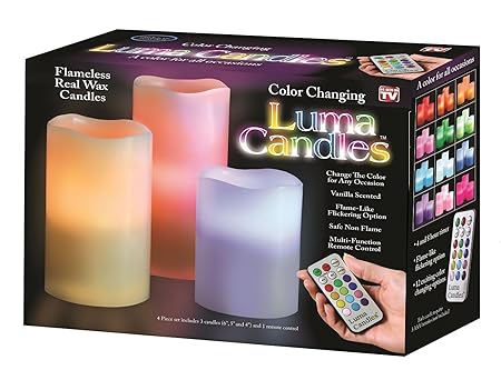 KANTHI Luma Candles Real Paraffin Wax Flameless Candles 3 LED Candles Plus Remote Control Timer Glow Candles Moon Candles