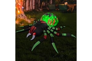 ENERLEAF 8 FT Halloween Inflatable Spider Outdoor Decorations for Yard, Giant Blow Up Spider with LED Rotating Green Lights & Red Glowing Eyes,Halloween Blow up Yard Decorations, Lawn Garden Decor