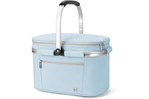ALLCAMP Picnic Basket - Insulated Cooler, Thickening Foldable Picnic Basket with Removable Baskets & Sewn-in Frame, Basket fo