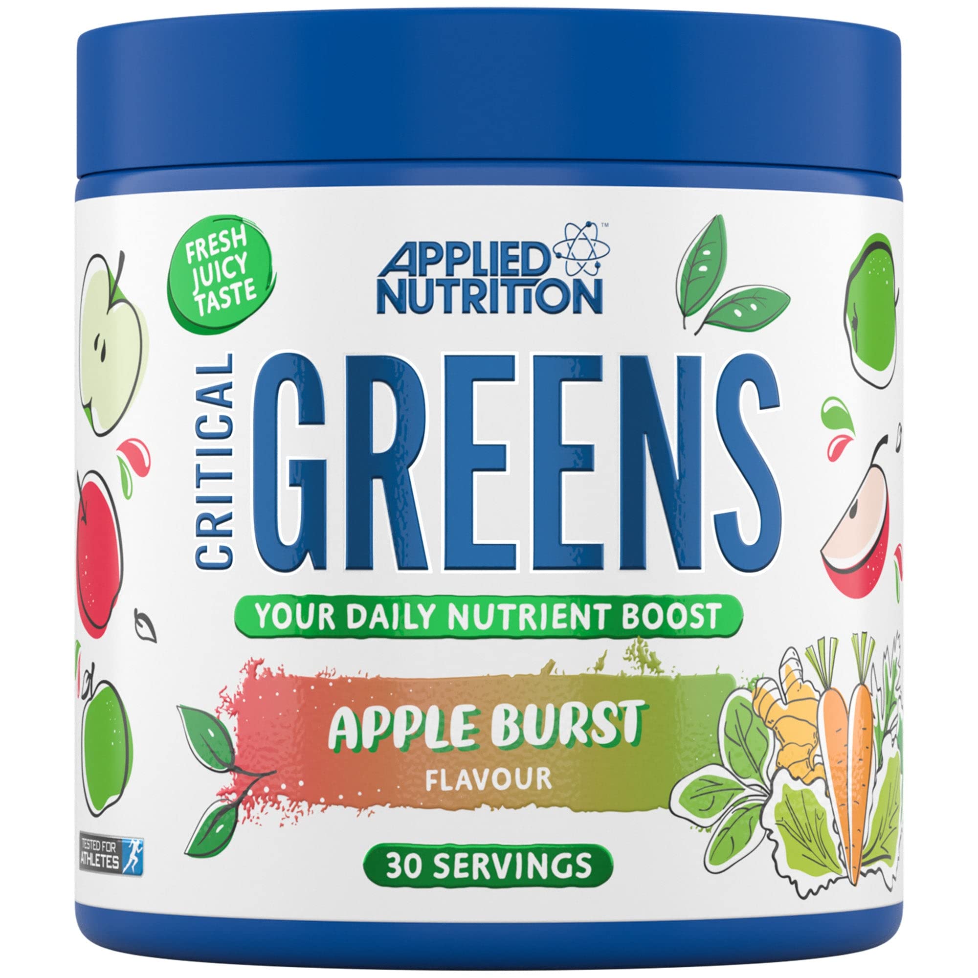 Applied Nutrition Critical Greens Powder and Superfood Blend for Gut Health Energy and Immune Support Vegan Daily Greens Juice Powder (150g - 30 Servings) (Apple Burst)