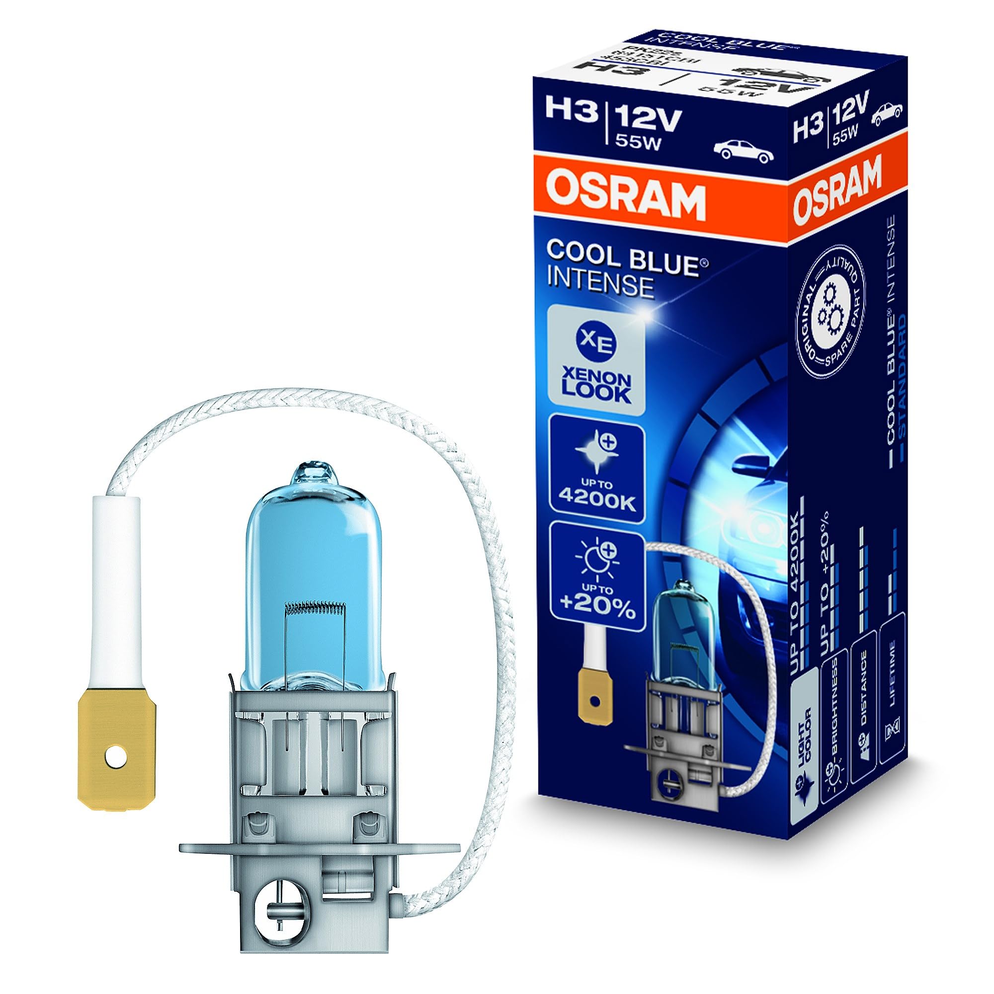 Osram 64151CBI H3 Halogen Headlamp Bulb, 12V, Cool Blue Intense, Folding Carton Box (1 Piece)