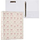 Pink Bow Rhombus Plaid 3 Ring Binder 1.5 Inch 1 Pack with 200 Sheet for Kids School Supplies Women Men Office