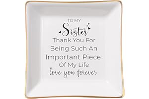 COZITED Sister Gifts, To My Sister Ring Tray Jewelry Dish, Sister Birthday Gifts for Sister Christmas Mother's Day Valentines Gift for Sisters from Sister Brother