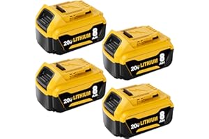 ULATI 4Packs 8.0Ah Replacement for Dewalt 20V Max Battery Compatible with Dewalt 20 Volt XR Max Lithium-ion Battery DCB200 DCB205 DCB206 DCB207 DCB204 DCB201 Series Power Tools (Yellow)