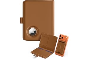 Stouchi AirTag RFID Passport Holder, Premium Vegan Leather Travel Holder with Detachable Magnetic Card Case, 1-Second Pull St