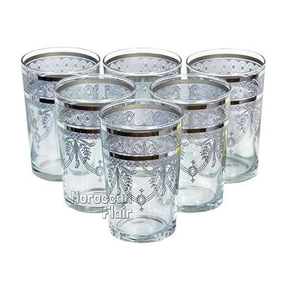 Moroccan Tea Glasses (Set of 6) (Silver)