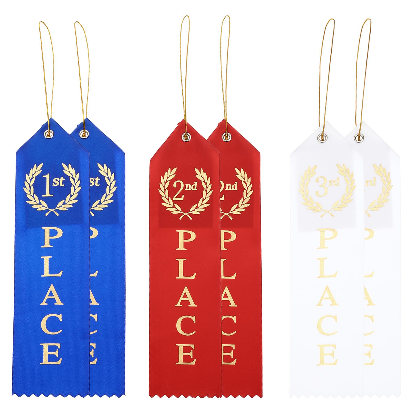 PATIKIL Award Ribbons, 6 Pcs 1st to 3rd Winner Ribbons with Even Card and Rope Achievement Ribbons for Competition Sport Even, 3Color