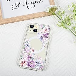 Tcaraersing for iPhone 15 Clear Flower Magnetic