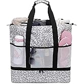 JIANYA Beach Bag Women Waterproof Sandproof Beach Tote Bags with Cooler Top Zipper Large Totes for Pool Travel Daily