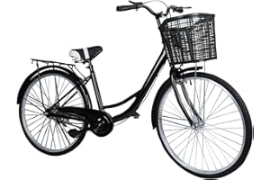 Karelwui,26 Inch Adult Cruiser Bicycle,Beach Cruisers Bikes,Adult Bike,Commuterr Bike with Basket, Steel Frame Urban Bike for