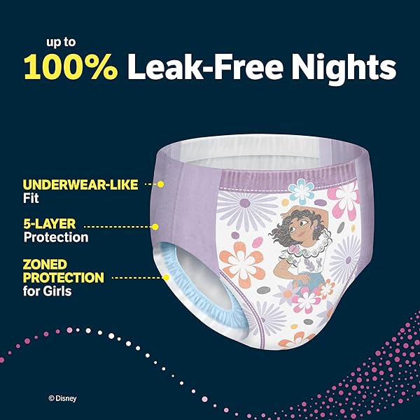 GOODNITES GIRLS’ NIGHTTIME BEDWETTING UNDERWEAR, SIZE S/M (43-68 LBS), 14 CT, PACKAGING MAY VARY