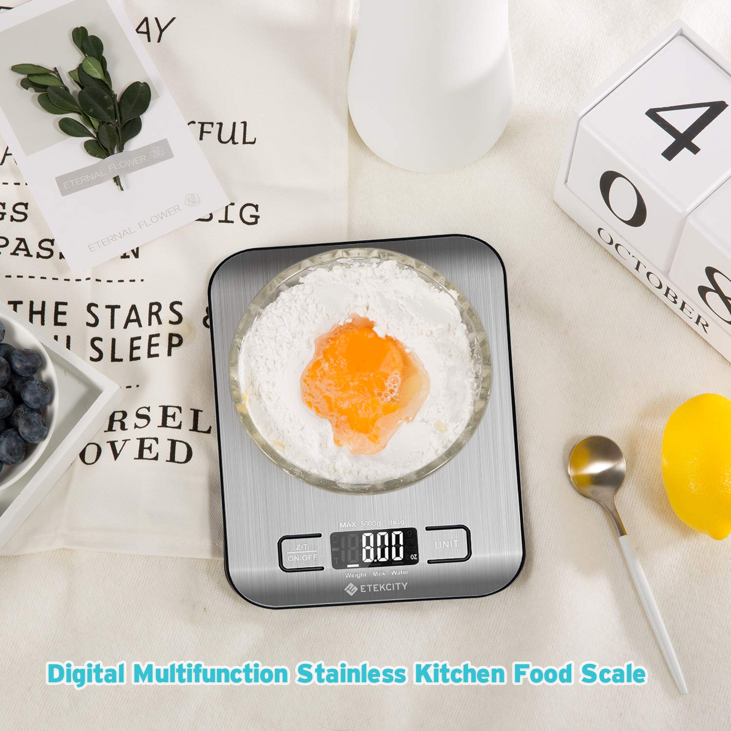 Etekcity Upgraded Digital Kitchen Food Scale Multifunction Small Scale, Back-lit LCD Display, 11 lb 5 kg, Food Grade 304 Stainless Steel (Batteries Included) - Image 8