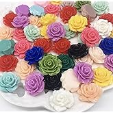 ARTS AND CRAFTS SUPPLIES 40pcs 13mm Resin Roses Flower FlatBacks Cabochons Decoration Flat Back F1702