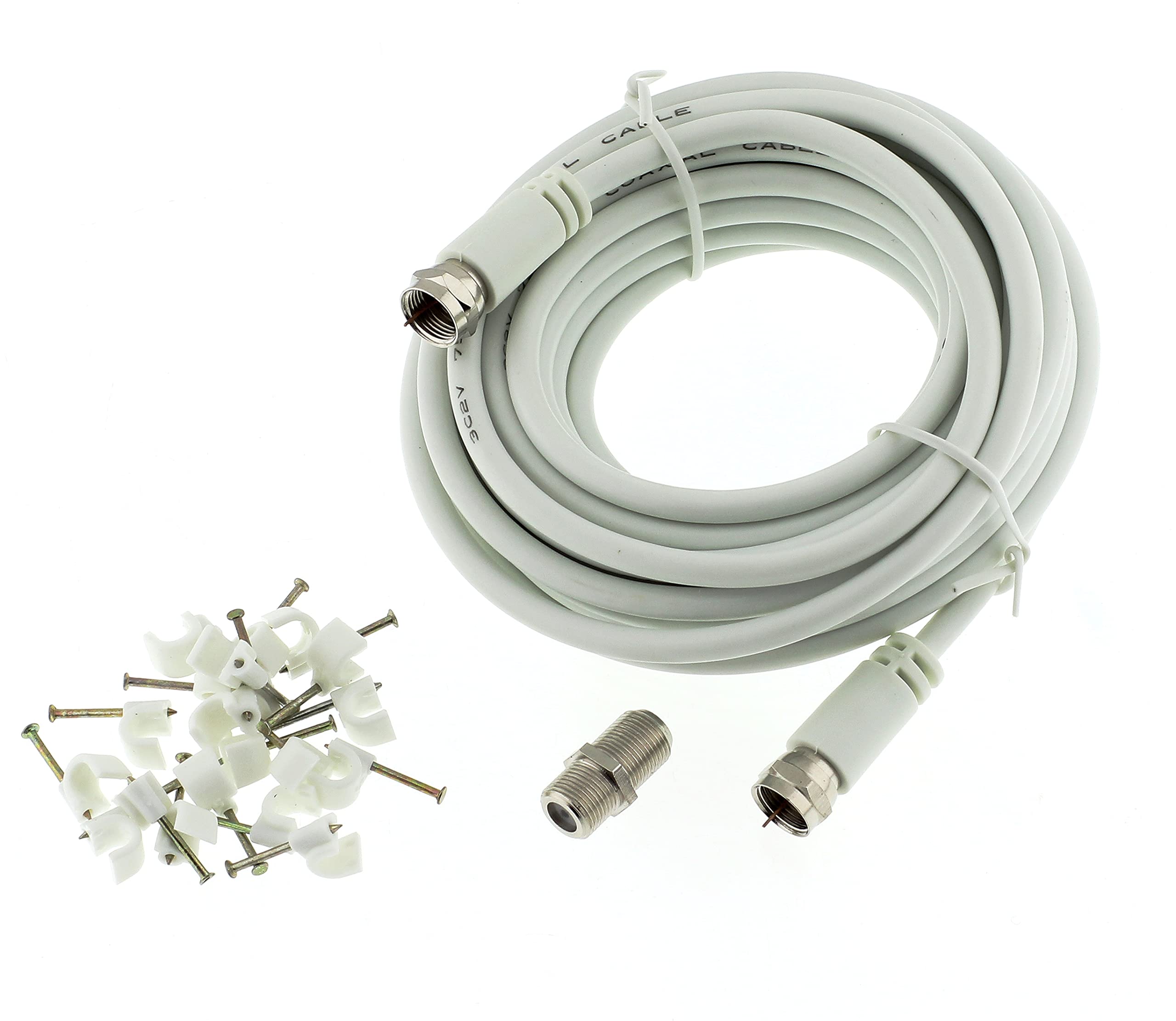 Reulin Slim F-Type Coaxial Cable Kit 5M, For Sat TV, Modem, Sky, Virgin Media, Freesat, BT Box, Satellite Receiver, 3C2V - 75 OHM (5 Meter)