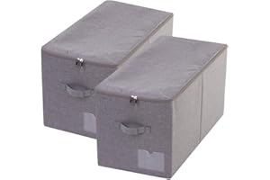 2pcs Clothes Storage Baskets with Zip Lid, Folding & Washable, Dustproof Storage Cubes for Bedroom,Dorm Room, Apartment, Dark