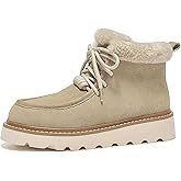 BEAU TODAY Women's Winter Snow boots, Genuine Suede Platform Boots for Women, Warm Fur Lined Lace Up Round Toe Ankle Boots, Comfortable Anti-slip Outdoor Short Booties