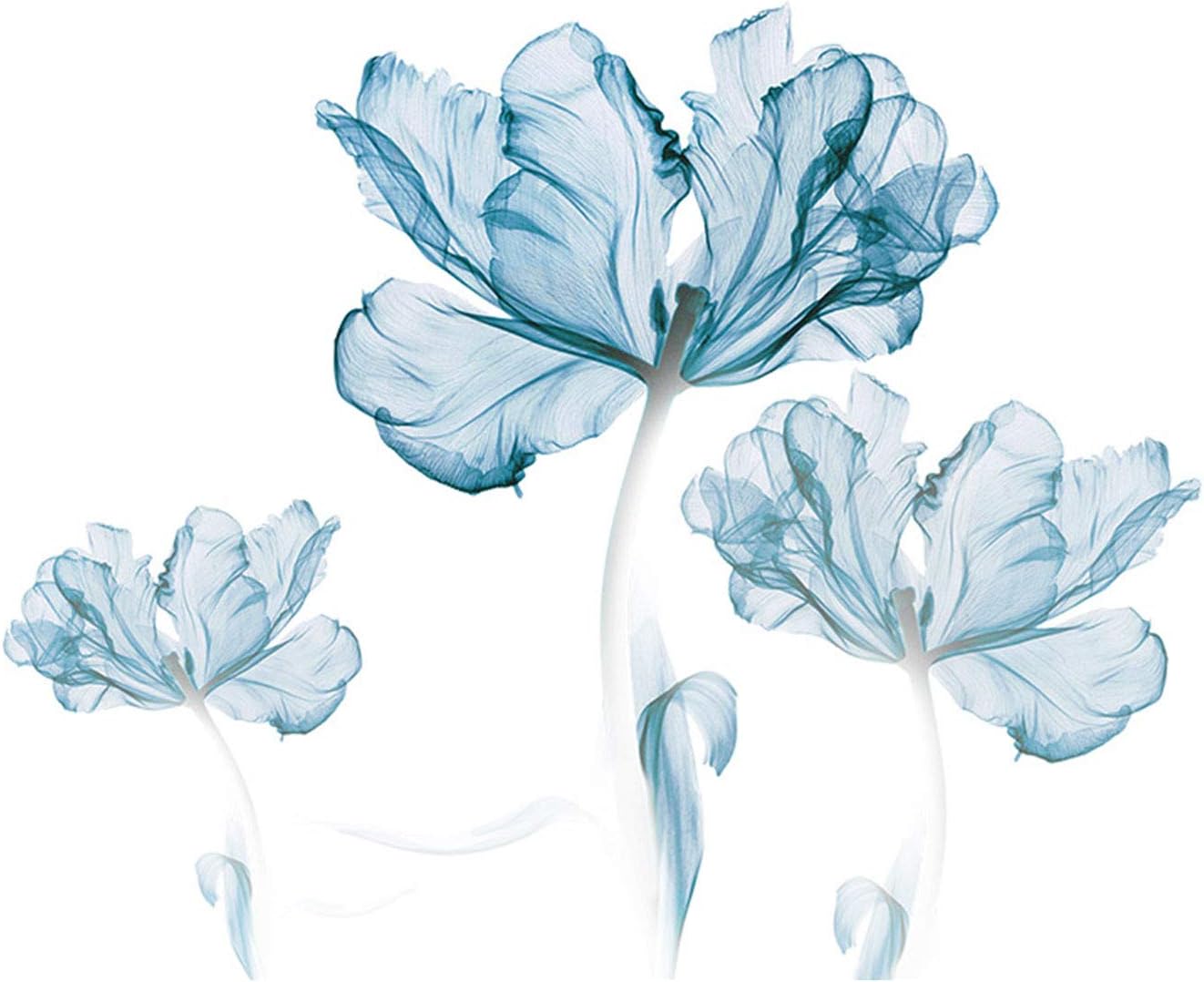 RW-1033 Giant Removable 3D Light Blue Flower Wall Stickers DIY Home Wall Art Decor Wallpaper Wall Decals for Bedroom Nursery Girls Bedroom Living Room Bathroom Baby Kids Rooms Decoration (Blue)