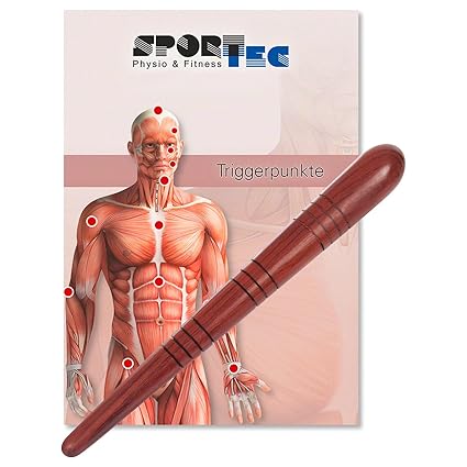 Japanisches Massagestäbchen, inkl. Triggerpunkt-Anleitung, Massagegerät, aus Hartholz