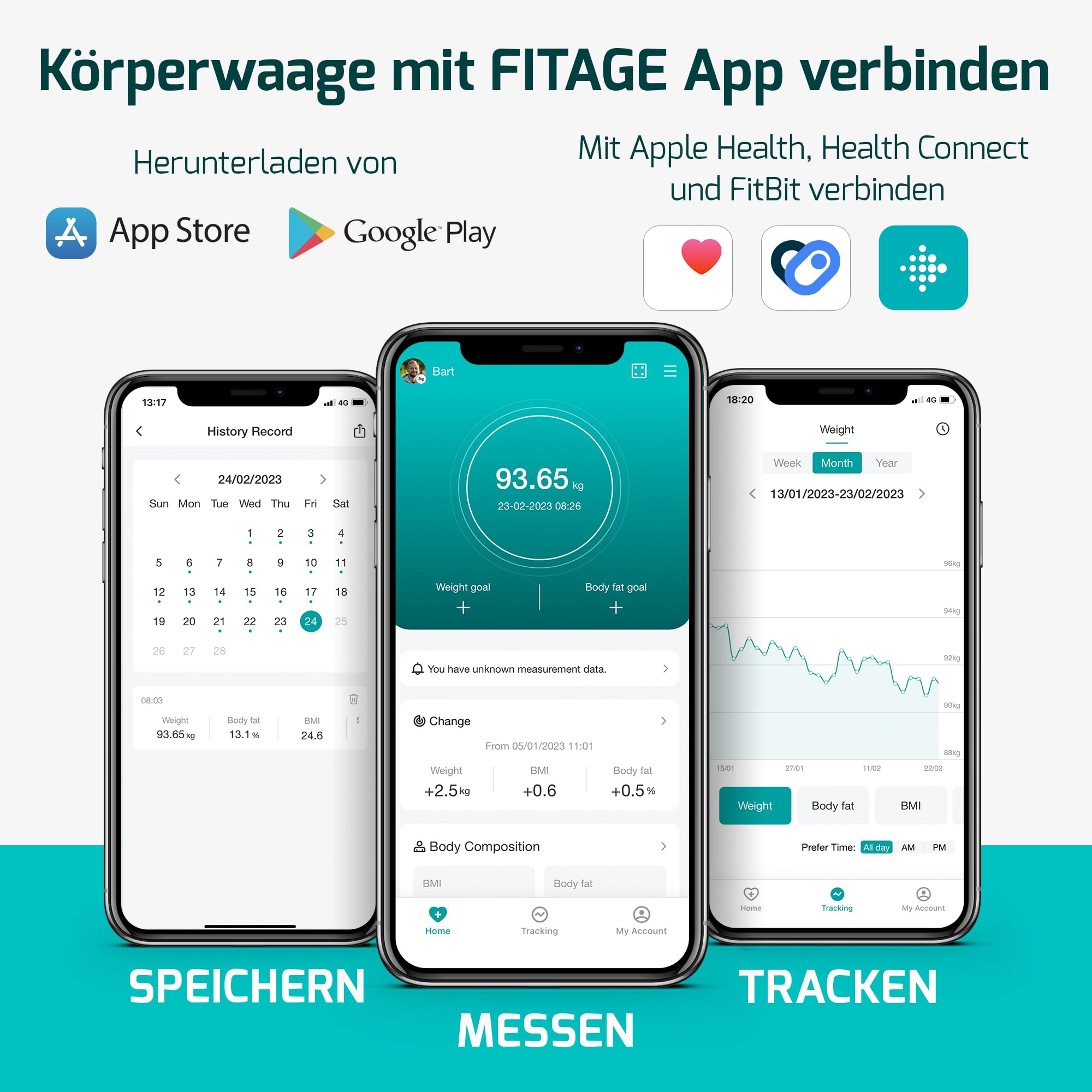Personenwaage digital Testsieger 2025, Körperwaage bis 225kg, Körperfettwaage mit 17 Körpermesswerten, Körperanalyse mit App, Waage mit Körperfett und Muskelmasse mit großem LED-Display - Schwarz 5