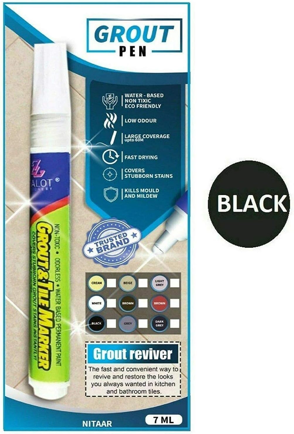 Nitaar Grout Pen Ideal for Restoring & Reviving Tile Grout in