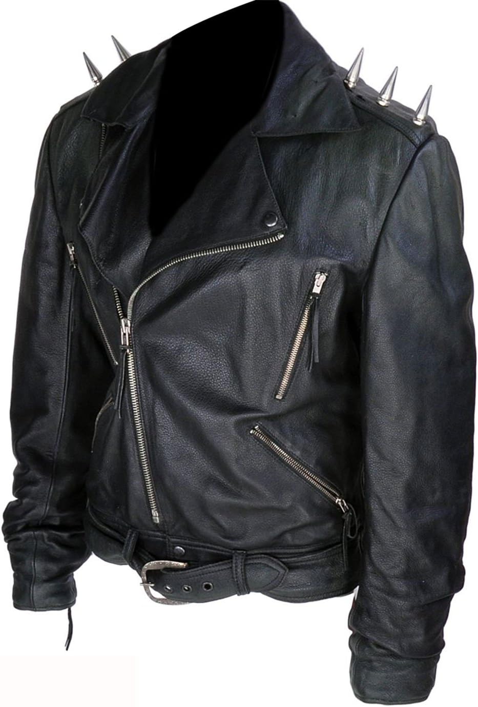 Ghost Rider Biker Metal Spikes Leather Jacket
