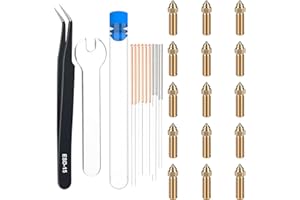 HIKUDIY 15PCS Brass Nozzles Kit for Creality K1/ K1 Max, 7PCS 0.2mm 2PCS 0.4/0.6/0.8/1.0mm Extruder Hotend Nozzles Kit for Creality K1, K1 Max, Ender 3 V3 KE, CR-M4, CR-10 SE 3D Printers