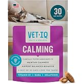 VetIQ Cat Calming Treats, Melatonin &amp; Ashwagandha, 3.7oz | Relieves stress from travel, vet visits &amp; grooming; organic ashwagandha, GABA &amp; melatonin; chicken-flavor chews