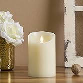 Luminara Flameless LED Battery Operated Ivory Pillar Candle, Flickering Realistic Moving Flame, 3" x 4.5" Luminous Real Wax Indoor Home Decor Pack of 1