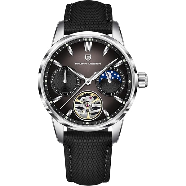 Amazon.com: ORIENT 'Sun & Moon' Automatic Black Dial Steel Watch