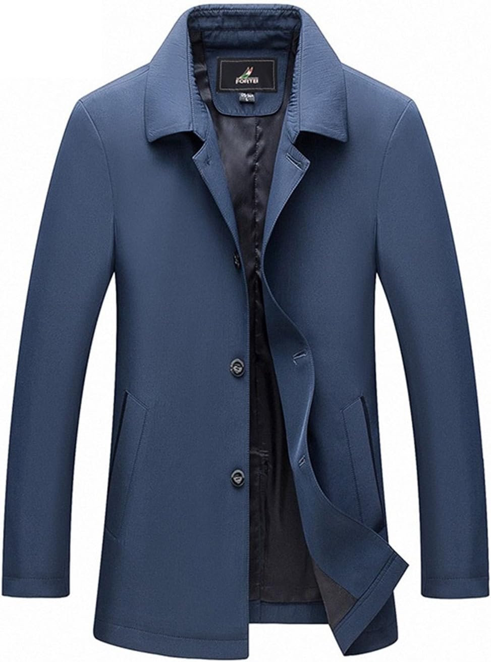 Meetloveyou Casual Trench Coat Long Style Solid Turn-Down Collar Hip Hop Sweat Coat Jacket for Men Long Trench Coat Men