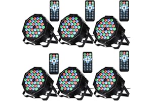 LUNSY Dj Lights, 6 Pack 36 LED Par Lights Stage Lights with Sound Activated Remote Control & DMX Control, Stage Lighting Uplights for Wedding Club Music Show Christmas Holiday Party Lighting