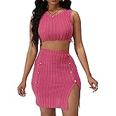 Women¡¯s 2 Piece Club Outfit Going Out Dress Crop Top & Slit Skirt Set