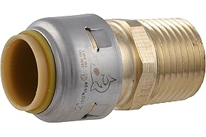 SharkBite Max 1/2 Inch MNPT Adapter, Push to Connect Brass Plumbing Fitting, PEX Pipe, Copper, CPVC, PE-RT, HDPE, UR120A