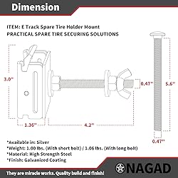 E-Track Spare Tire Mount Holder, Silver Upgraded E