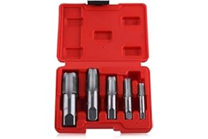 LEONTOOL 5-Piece NPT Pipe Tap Set 1/8", 1/4", 3/8", 1/2", 3/4" Thread Forming Tap, Gcr15 Steel NPT Tap Set for Accurate Threa