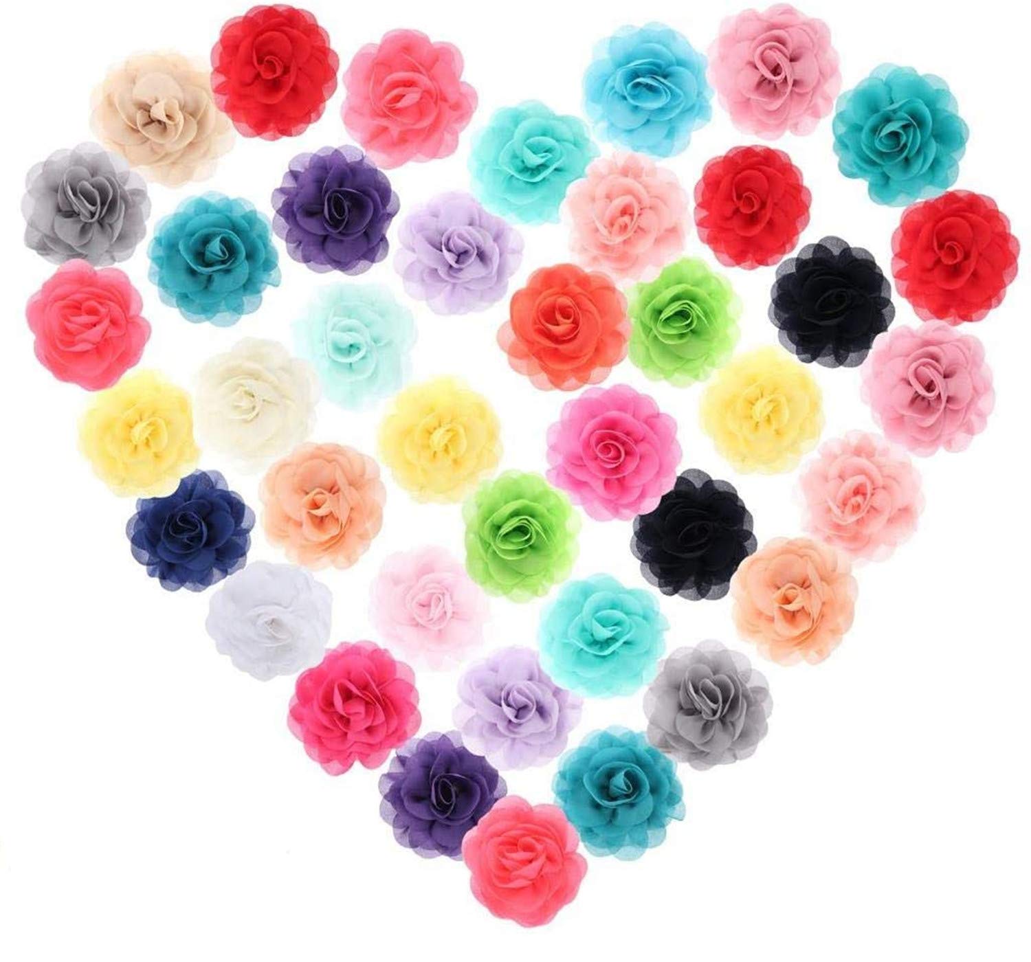 Peerless 40Pcs Dog Collar Large Flowers 3.15inch Multicolored Rose Flower Pet Bow Tie Charms Flower Puppy Cat Collars Grooming Accessories Decoration Pet Costume Dress up Supplies, 8CM/3.15"