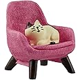Refintural Miniature Cat Figurines with Small Sofa - Resin Mini Cat Figures, Kitten Miniature Desk Accessories - Perfect Cute Cat Gift for Cat Lovers (Pink Sofa)