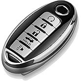Tukellen Compatible with Nissan Key Fob Cover Soft TPU Key Case for Infiniti X-Trail Rogue Altima Quest Pathfinder Sentra Patrol CIMA Fuga Armada Teana Murano 5 Buttons Key Shell-Silver