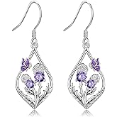 ONEFINITY Celtic Earrings 925 Sterling Silver Tree of Life/Scottish Thistle Dangle Drop Earrings Abalone Shell Scotland Jewelry Gifts for Women Mom Grandma