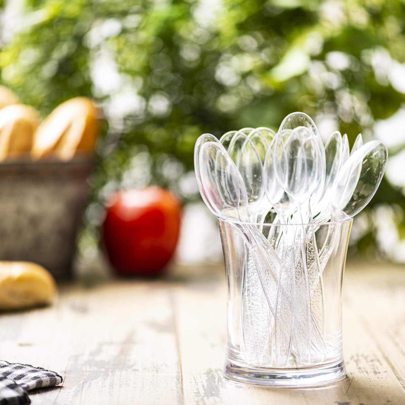 [100 Pack] Heavyweight Disposable Clear Plastic Tea Spoons: Kitchen & Dining