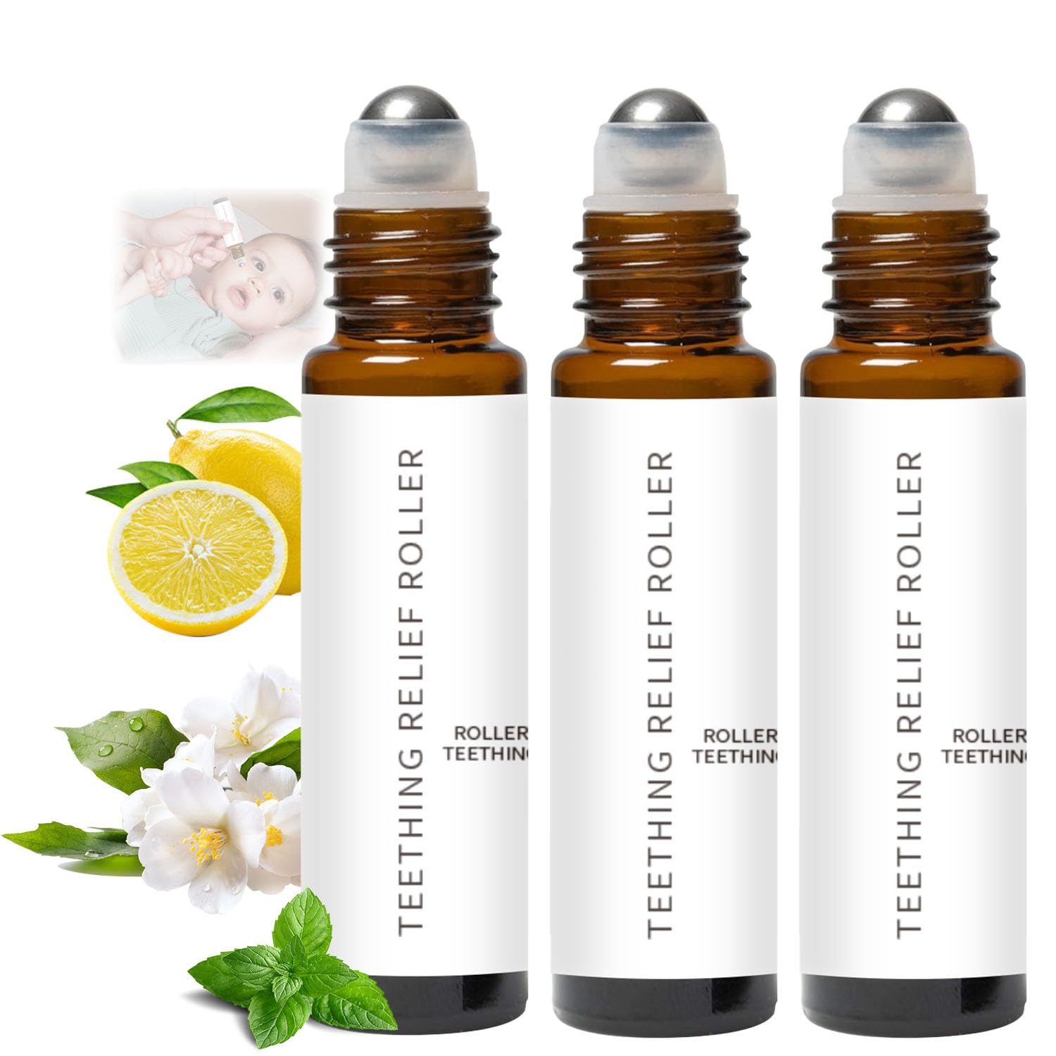 Photo 1 of 3PCS Velaria Teething Roller All Natural for Babies, Velaria Baby Teething Oil Roller, Natural Relief Roller,10ML/0.34FL.OZ